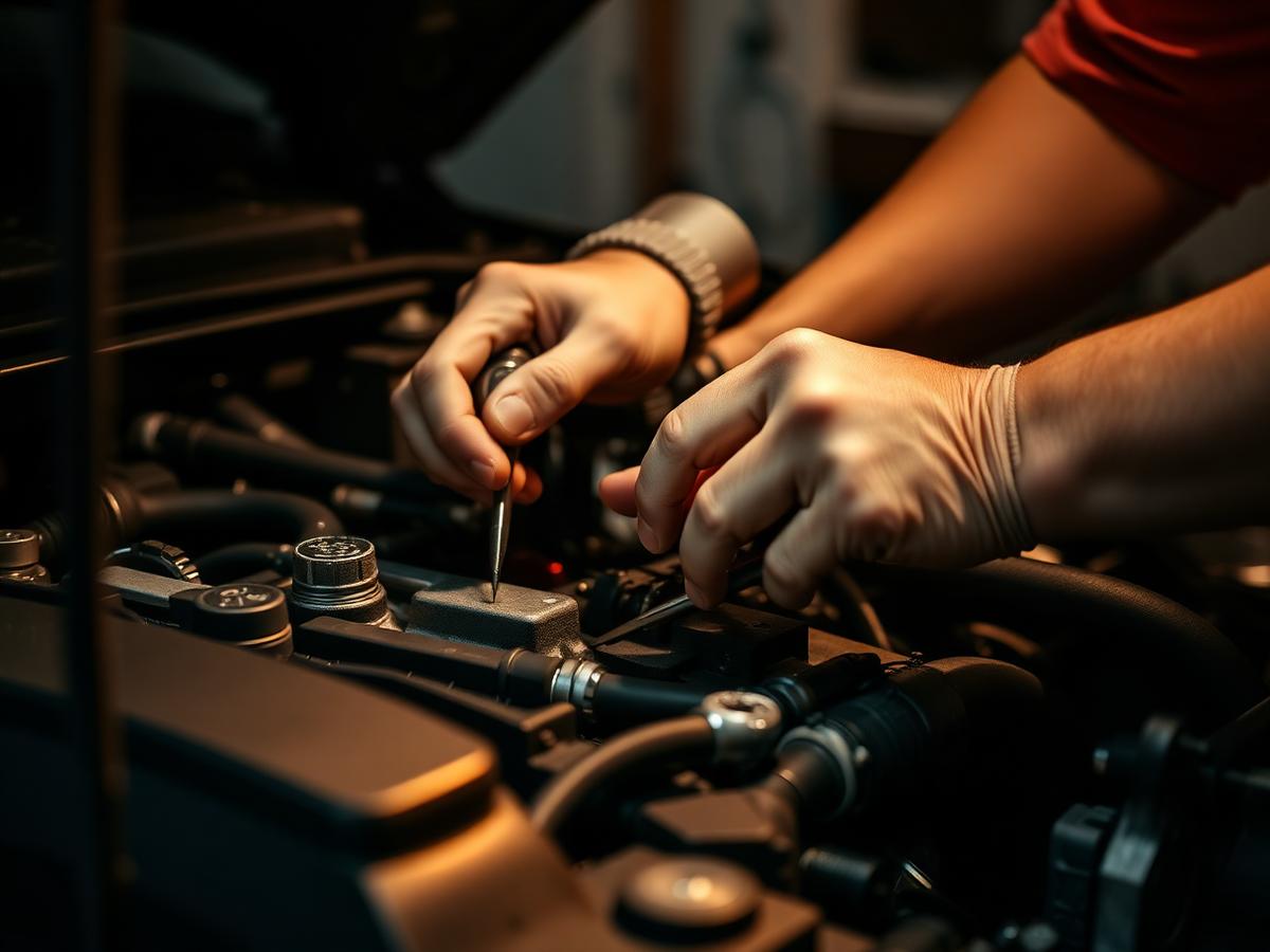 Mecânico a trabalhar num motor